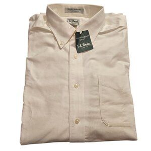 L.L.Bean Mens Traditional Fit Wrinkle Resistant White Dress Shirt Size 17-33
